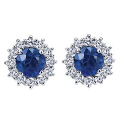  Sapphire and Diamond Stud Earrings set in 14KT White gold 0.80ct UNEG11819W45SA-IGCD