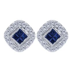 Sapphire and Diamond Stud Earrings set in 14KT White gold 0.65ct UNEG12310W45SB-IGCD