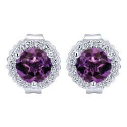  Amethyst and Diamond Earrings set in 14kt White Gold 0.51ct UNEG12372W45AM-IGCD