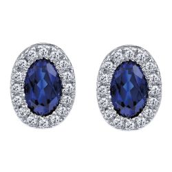 Sapphire and Diamond Stud Earrings set in 14KT White Gold 1.72ct UNEG9510W44SB-IGCD