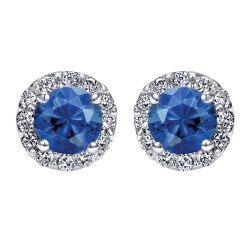 Sapphire and Diamond Stud Earrings set in 14KT White gold 0.82ct UNEG9687W44SA-IGCD