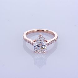 14KT ROSE GOLD DIAMOND ENGAGEMENT RING SETTING WITH PEAR SHAPED BASKET(No center stone included)