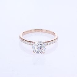 18KT ROSE GOLD ROUND DIAMOND ENGAGEMENT RING SETTING (No center stone included)