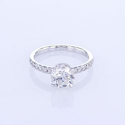 1.20CT Round Cut Diamond Engagement Ring Set in 18kt White Gold (No center stone included)