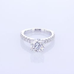 PLATINUM ROUND CUT DIAMOND ENGAGEMENT RING SETTING (No center stone included)