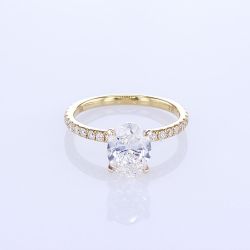 18KT YELLOW GOLD PAVE OVAL DIAMOND ENGAGEMENT RING SETTING (No center stone included)