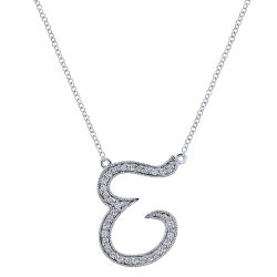 Letter "E" Diamond set initial Necklace set in 14KT White Gold 0.16 ct UNNK2481E-W45JJ-IGCD