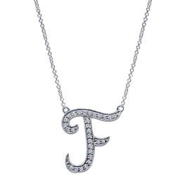 Letter "F" Diamond set initial Necklace set in 14KT White Gold 0.14 ct UNNK2481F-W45JJ-IGCD