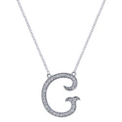 Letter "G" Diamond set initial Necklace set in 14KT White Gold 0.17 ct UNNK2481G-W45JJ-IGCD