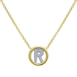 Letter "Q" Diamond set initial Necklace set in 14KT Yellow Gold Gold 0.07 ct UNNK4522R-Y45JJ-IGCD