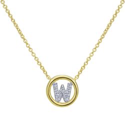  Letter "W"Diamond set initial Necklace set in 14KT Yellow Gold Gold 0.07 ct UNNK4522W-Y45JJ-IGCD