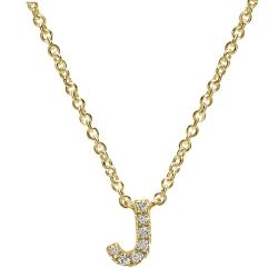 Letter "J" Diamond set initial Necklace set in 14KT Yellow Gold Gold 0.03 ct UNNK4577J-Y45JJ-IGCD