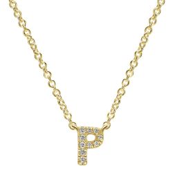 Letter "P" Diamond set initial Necklace set in 14KT Yellow Gold Gold 0.05 ct UNNK4577P-Y45JJ-IGCD