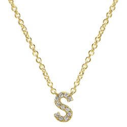 Letter "S" Diamond set initial Necklace set in 14KT Yellow Gold Gold 0.08 ct NK4577S-Y45JJ