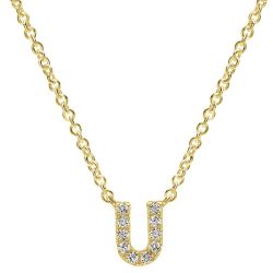 Letter "U" Diamond set initial Necklace set in 14KT Yellow Gold Gold 0.05 ct UNNK4577U-Y45JJ-IGCD