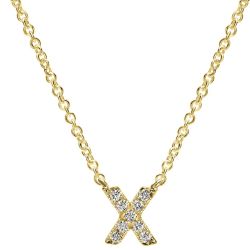 Letter "X" Diamond set initial Necklace set in 14KT Yellow Gold Gold 0.05 ct UNNK4577X-Y45JJ-IGCD