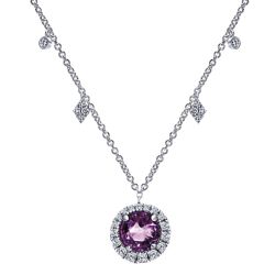 14kt White Gold Amethyst Diamond Pendent with a total weight of 1.67ct UNNK4945W45AM-IGCD