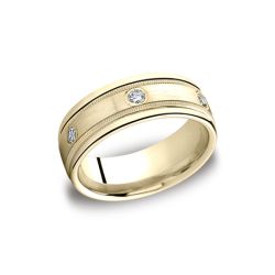 0.48 ct 8mm Comfort-fit Bezel Set 6-Stone Diamond Eternity Ring with Milgrain In 14K Yellow Gold RECF518141YG-IBMD