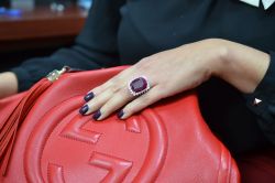 Cushion Ruby Ring with Diamonds 