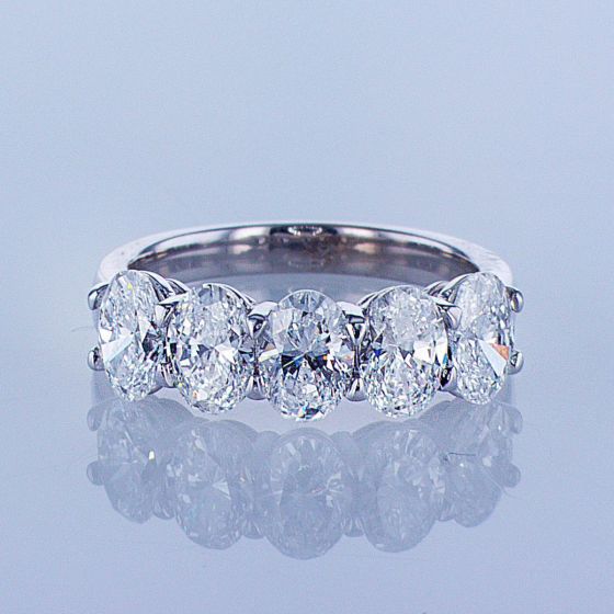 5 Stone Round Prong Diamond Women's Half Wedding Band 14k White Gold Ring  0.5Ct